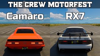 The Crew Motorfest  Chevrolet Camaro RS vs Mazda RX7 Turbo  Drag Race [upl. by Eednim]