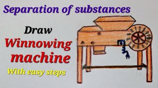 Winnowing machine drawing easy Draw grain winnowing machine Draw grain winnower machine [upl. by Aninahs]