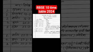 RBSE class 10th time table 2024 shortfeed [upl. by Ahsinhoj]