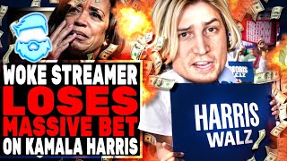 Woke Streamer Bets Nearly 1 MILLION On Kamala Harris AND LOSES Has Live MELTDOWN [upl. by Etakyram]