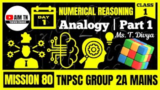 General Intelligence amp Reasoning  Class  1  Analogy  Part 1  Ms T Divya  Mission 80 [upl. by Publias]