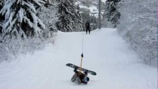 Snowboarding With a Tbar Lift [upl. by Moulden]