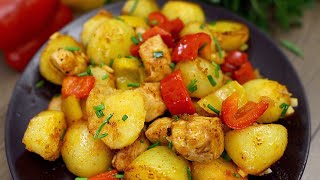 Ein einfaches Rezept für köstliche Bratkartoffeln mit Hühnchen und Paprika [upl. by Edurtreg]