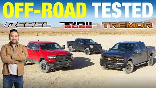 Ford F150 Tremor vs Ram 1500 Rebel vs Chevy Silverado Trail Boss  OffRoad Comparison Test [upl. by Noevad]