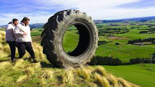 Extreme Tire Jumping Down A Mountain [upl. by Eidnar]