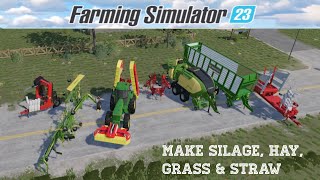 Farming Simulator 23 How to make silage hay grass amp straw [upl. by Sethrida221]