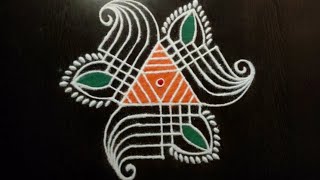 Easy creative daily rangoli design 3x1 middle dots Youtube rangoli kolam muggulu [upl. by Rusel]