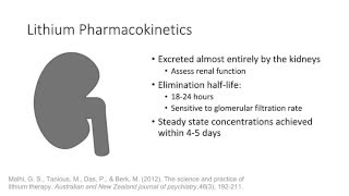 Psychopharmacology  Lithium Pharmacokinetics [upl. by Adiaros949]