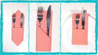 The 3 easiest and fastest ways to fold napkins for your cutlery❤️❤️ [upl. by Axela]