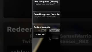 Redeeming New Rivals Codes Roblox roblox rivals [upl. by Mallory]