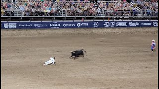 Bullfighter trampled at the Days of 47 rodeo [upl. by Ferriter]