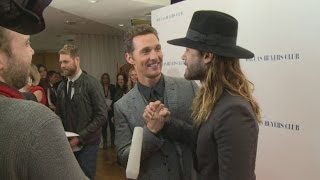 Dallas Buyers Club premiere Matthew McConaughey and Jared Leto on weight loss and waxing [upl. by Dewar]