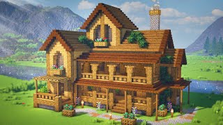 Minecraft Large Wooden House Tutorial  Survival House Design [upl. by Rosabella]