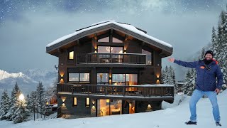 Inside Courchevels Most Luxurious SkiinSkiOut Designer Chalet with indoor pool cinema room etc [upl. by Anorahs]