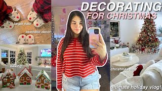 DECORATING FOR CHRISTMAS 🎄room decor tree decorating holiday drinks amp baking [upl. by Ballinger]