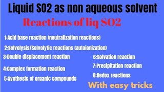 liq SO2 as non aqueous solventstudy of Reactions in liq SO2non aqueous solvents [upl. by Carn]