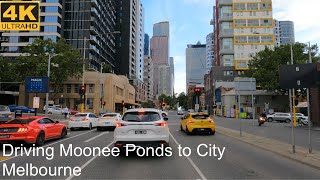 Driving Moonee Ponds to City  Melbourne Australia  4K UHD [upl. by Enneira]