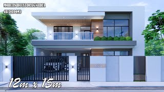 Modern House  2 Storey House Design  12m x 15m with 4 Bedrooms [upl. by Adyl598]