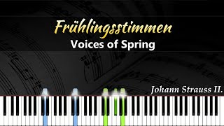 Frühlingsstimmen quotVoices of Springquot Op 410  Johann Strauss II  Piano Tutorial [upl. by Nileuqaj]