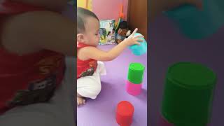 Stacking plastic cups  Stacking Cups  Baby  Toddlers Activities  NaBadtrip si bunso [upl. by Martynne383]