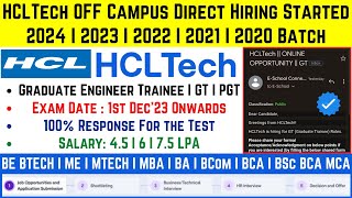 HCL Tech OFF Campus Recruitment Drive 2024  2023  2022  2021 Batch  HCL Tech Fresher Mass Hiring [upl. by Gylys]