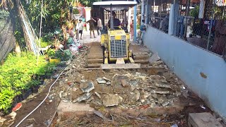 First Start A New Project Landfill 5x25m By Technique Skill Operator D20P Dozer Pushing Stone Trash [upl. by Hirz]