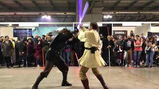 Anakin Vs Obiwan stunt performance Cartoomics Milano 2018 [upl. by Arno]