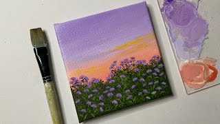 Sunset painting for beginnersfloral paintingacrylic painting for beginners tutorial step by step [upl. by Oiluig459]