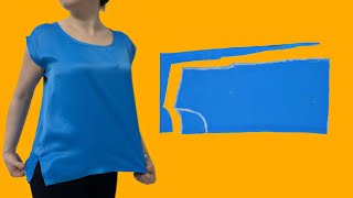 🌹 With 75cm fabric DIY Sleeveless Top  How to sew Very Easy Blouse for beginners [upl. by Ariaj]