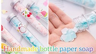 How to make handmade bottle paper soap  Paper soap  Riddhis Creative Arts [upl. by Darryn]