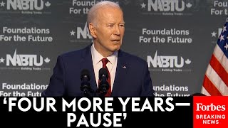 VIRAL GAFFE Biden Appears To Read Teleprompter Pause Instruction During Speech [upl. by Adnarram]