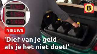 Goedkoop tanken in België lange rij van Nederlanders voor de pomp  Omroep Brabant [upl. by Sherm974]