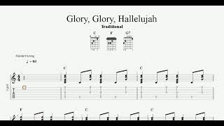 Glory Glory Hallelujah  Traditional Hymn  Worship Song  Guitar TAB  Piano Sheet Music [upl. by Ermey]