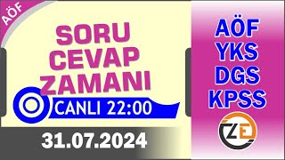 AÖF 31 07 2024 Canlı  Soru Cevap Zamanı  Açıköğretim DGS KPSS YKS Tercih [upl. by Affer302]