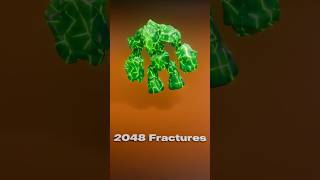 Emerald Golem Destruction From 512 to 4096 Fractures  3D Animation [upl. by Katine]