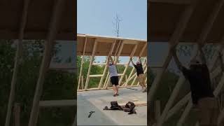 raising garage walls newconstructionfirsttimehomebuyer construction diy [upl. by Sande]