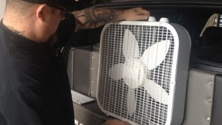 Box Fan vs BASS  Full Speed blade stop  Tremendous BASS 148 Chevy Tahoe 4 18s 30000 watts [upl. by Aciraa]