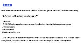 Under WHMIS 2015 hazardous chemicals are sorted by [upl. by Kamal]