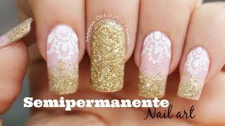 Como aplicar esmalte semipermanente con glitter  Glitter Gradient Manicure with Soak Off Gel Polish [upl. by Sandry]