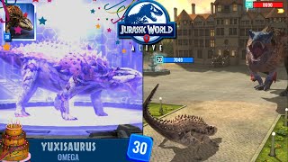 Omega YUXISAURUS turns 30 🥳 Ready for LORD LYTHRONAX Challenge Jurassic World Alive [upl. by Nairbo909]