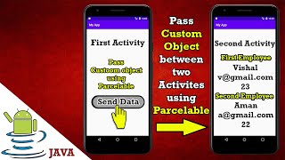 Pass Custom Object between two activities using Parcelable Interface Intent in android studio [upl. by Eleanor251]