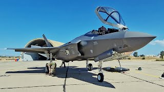 Athens Flying Week 2023  USAF F35 Demo Team Arrival at Tanagra Air Base [upl. by Ada]