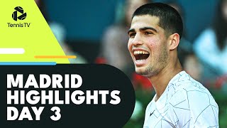 Djokovic Vs Monfils Alcaraz Murray amp Shapovalov In Action  Madrid 2022 Day 3 Highlights [upl. by Cilegna]