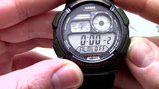 Часы Casio Illuminator AE1000W3A  Инструкция как настроить  WatchForumRU [upl. by Eidua197]