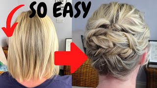 EASY messy hairstyle for short fine hair  short hair updo [upl. by Weber]