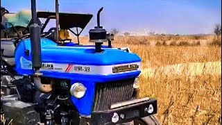 सरसों फसल की कटाई  farmtrac tracter working cutter [upl. by Ayotnahs]