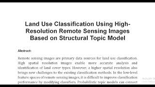 Land Use Classification Using High Resolution Remote Sensing Images Based on Structural Topic Model [upl. by Adela]