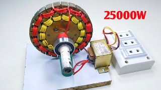 I Turn 230V Electric Ceiling Fan Generator 25000W Dynamo Self Running Machine At Home [upl. by Caffrey]