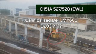 Cannibalised locomotiveSMRT C151A 527528 EWL EW24NS1 Jurong East to EW23 Clementi [upl. by Annahaj]