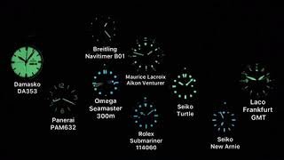 SuperLuminova vs LumiBrite vs Chromalight Rolex Submariner Omega Seamaster Seiko Turtle etc [upl. by Jovitah]